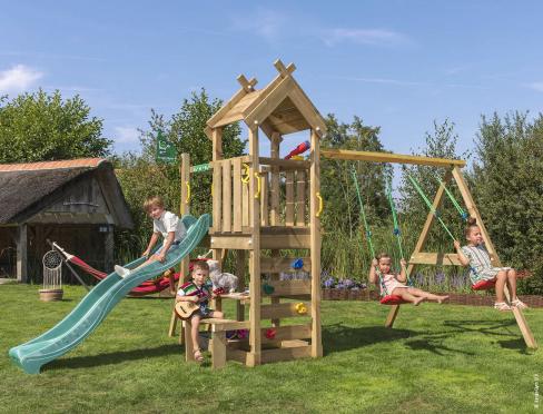 Jungle Teepee | Houten speeltoestel met dubbele schommel