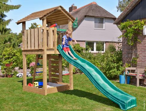 Jungle Cottage | Houten speeltoestel met glijbaan