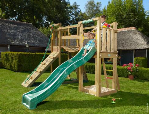 Jungle Tower | Houten speeltoestel met glijbaan & Wiebelbrug