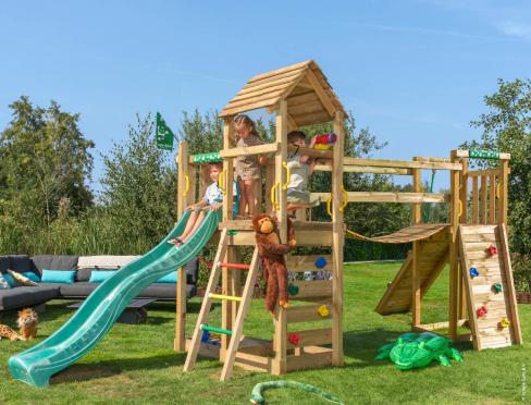 Jungle Safari | Houten speeltoestel met glijbaan & Wiebelbrug